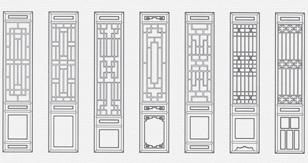 米脂常用中式仿古花窗图案隔断设计图